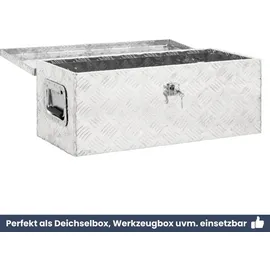 deluke DELUKE® Aluminiumbox mit Deckel Abschließbar Alubox Deichselbox Alu Anhängerbox Werkzeugkiste Transportbox Metallkiste, 70x31x27cm Silber