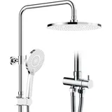 Rainsworth Duschsystem, ohne Armatur Chrom - 25cm Rund Regendusch Dusche Set, Duschgarnitur mit Umsteller, 3 Strahlarten Handbrause