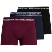 Jack & Jones Boxershorts 3er Pack JACTEXT TRUNKS Set Boxershorts Unterhosen (3-St) 3684 in Schwarz-Bordeaux schwarz XXL