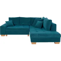 Ecksofa INOSIGN "Nikita II, L-Form" Sofas Gr. B/H/T: 240cm x 86cm x 186cm, Aqua Clean Pascha, Ottomane rechts, Mit Kaltschaum-ohne Funktion, blau (petrol) mit Kaltschaumpolsterung, wahlweise Bett und Bettkasten