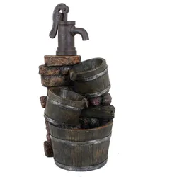 Außen Spring Zier Brunnen Kaskade Holz Eimer Stein Optik Balkon Pumpe