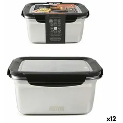 Lunchbox hermetisch Quttin rechteckig Edelstahl Silberfarben Stahl 2,6 L (12 Stück)