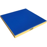 NiroSport Turnmatte für zu Hause / 8cm hohe Weichbodenmatte (100 x 100 cm, Blau/Gelb)