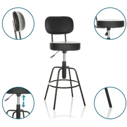 Barhocker / Tresenhocker DISC HIGH Kunstleder schwarz hjh OFFICE