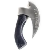 Hanseküche Pizzaschneider Axt mit Wikinger Runen und Lederschutz silber