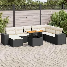 vidaXL Garten-Lounge-Set 9-tlg. schwarz