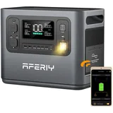 AFERIY 1200W Tragbare Powerstation, 1008Wh LiFePO4 & 1Std Schnellladung, 12 Ausgänge, UPS Funktion, Reine Sinuswelle 230V, APP Mobile Stromversorgung für Outdoors Camping, Garten & Notfall 2025 Neue