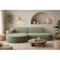 kaiser möbel - Ecksofa mit Wohnlandschaft, Eckcouch L-Form, Sofa 3-sitzer, Polstersofa, Bequemes Couch mit Ottomane für Wohnzimmer, Relaxsofa, Stilvolles Cord Sofa, Modena Studio, Hellgrün, Links