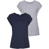 FLASHLIGHTS T-Shirt FLASHLIGHTS, Damen, Gr. 40/42, grau (grau, meliert, marine), Single Jersey, Obermaterial: 50% Baumwolle, 50% Modal.
