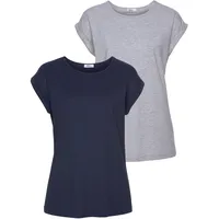 FLASHLIGHTS T-Shirt FLASHLIGHTS, Damen, Gr. 40/42, grau (grau, meliert, marine), Single Jersey, Obermaterial: 50% Baumwolle, 50% Modal.