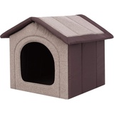 PillowPrim Hundehütte Hundehöhle Hundebett Hundehaus Katzenhöhle Tierbett XL - 60x55 cm Cappuccino mit braun