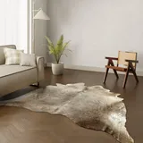 Wildlife Design Kuhfell Teppich Dunkeltaupe 220x200 cm + GRATIS Lederuntersetzer - Echtes Rindsleder, Handgefertigt, Luxus Wohnzimmer Teppich