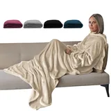 Vivezen - Fleecedecke Plaid Integral mit Ärmeln und Tasche - Erwachsenengröße - Mehrere Farben
