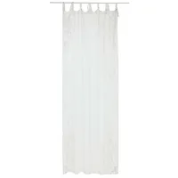Loberon Gardine Douvaine, Vorhang mit floralen Stickereien, charmante Bindebändern, lichtdurchlässig, Raumtrenner, Leinen, weiß