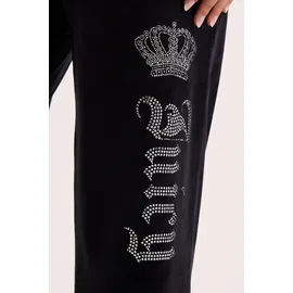 Juicy Couture Sweathose JUICY COUTURE "GOTHIC CROWN OG STRAIGHT LOW RISE PANTS. Damen", Damen, Gr. S, EURO-Größen, schwarz, Samt, 95% Polyester, 5% Elasthan, Hosen Sweathose, Trainingshose Damen, Sweathose, Velour, Jogginghose mit Glitzer, Sale