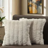 Paco Home 2er Set Dekokissen Kissenbezug Deko Wohnzimmer Sofakissen Kissen Kissenhülle 2pcs-Set, Creme