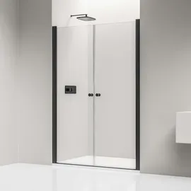 Bernstein NT218 Nischendusche mit Doppelpendeltüren 96 x 195 cm Schwarz matt/ESG 6 mm