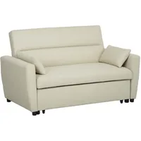 Homcom Schlafsofa, 2-Sitzer Sofa mit Schlaffunktion, Verstellbare Rückenlehne, Couch mit Kissen, Samtoptik, Schlafcouch mit Bettkasten für Wohnzimmer, Gästezimmer, Beige