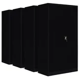 4-Pack LagerZwei Mehrzweckschrank 195x100x50cm I Metallschrank, 4 Fachböden I Großer Aktenschrank, abschließbar I Robuster Allzweckschrank als Werkstattschrank & Büroschrank I Stahlschrank schwarz