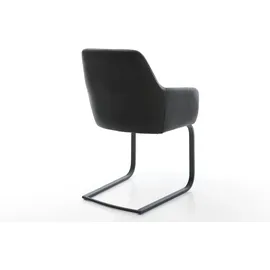 DeLife Freischwinger Pejo-Flex Echt-Leder Schwarz Freischwinger flach Schwarz Taschenfederkern