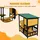 PawHut Katzenhaus aus Holz mit Hängebrücke für 1-2 Katzen bis 5 kg Gelb 84,5 x 60 x 88 cm