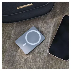 EMOS Powerbank WI 522, 5000 mAh MagSafe mit Passthrough und Wireless-Charging, USB-C-Ausgang inkl. Kabel, für iPhone, iPad, Smartwatch, grau, B0555GY - Grau