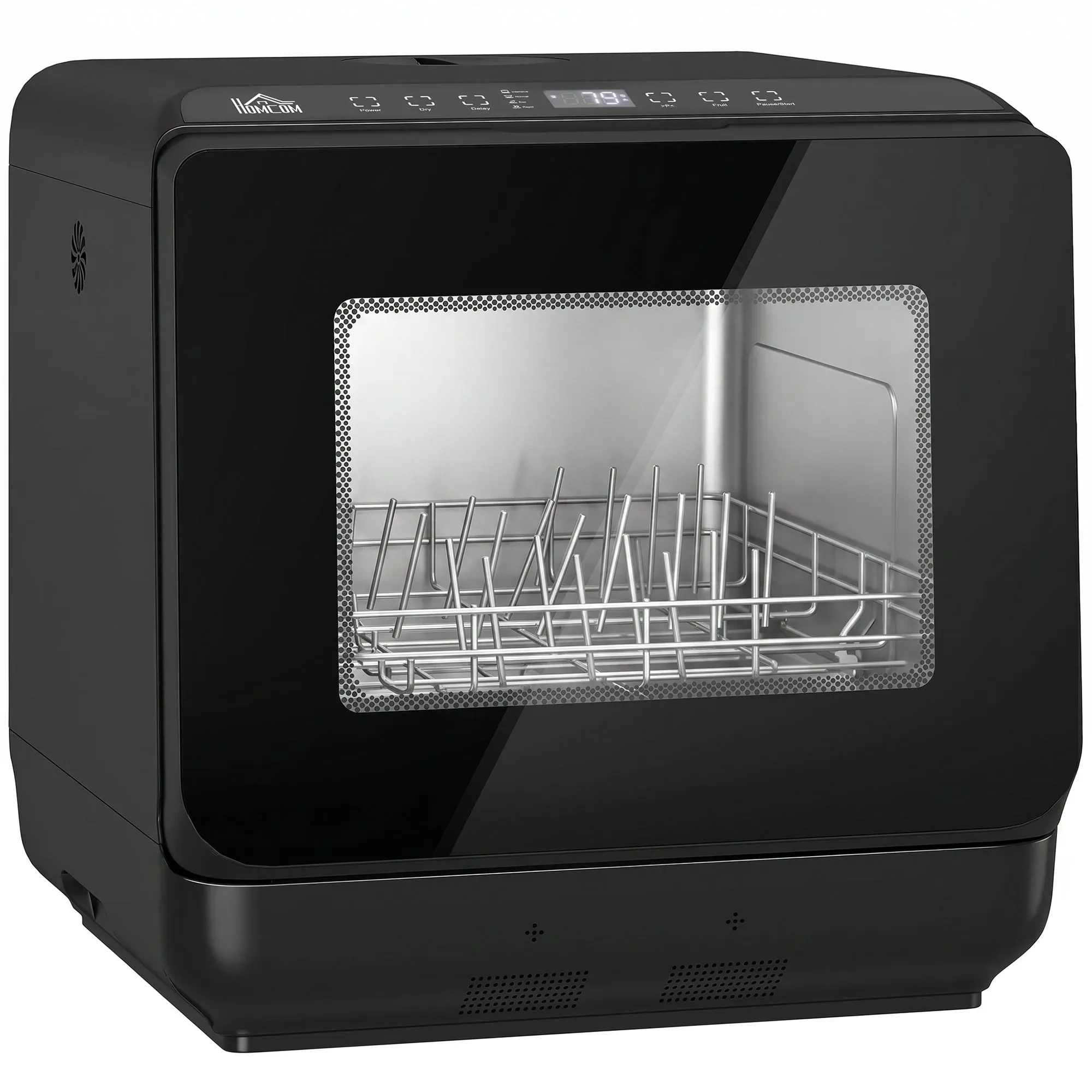 HOMCOM Mini Geschirrspüler Freistehend Tischgeschirrspüler mit 4 Maßgedecke 5 Programmen Trocken Funktion 6L Wassertank Touch Control LED Anzeige Spülmaschine mit/ohne Wasseranschluss für Camping   Aosom
