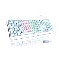 KLIM Chroma Gaming Tastatur - UK Layout - mit Kabel USB - NEU 2024 - Langlebig Ergonomisch Wasserdicht Beleuchtet LED Leise Tasten - RGB Gaming Keyboard für PC Mac Xbox One PS5 PS4 - Weiß