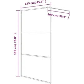 vidaXL Duschwand für Begehbare Dusche Schwarz 115x195 cm Matt ESG-Glas