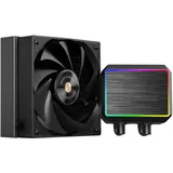 Mars Gaming ML-PROII120 Flüssigkeitskühlung AIO 300W TDP, Pumpe 4. Gen Opti-Chamber Kupferbasis und Mikrokanäle, 1x 120mm FDB Lüfter, gebürsteter Aluminiumblock mit linearem FRGB, Schwarz