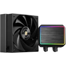Mars Gaming ML-PROII120 Flüssigkeitskühlung AIO 300W TDP, Pumpe 4. Gen Opti-Chamber Kupferbasis und Mikrokanäle, 1x 120mm FDB Lüfter, gebürsteter Aluminiumblock mit linearem FRGB, Schwarz