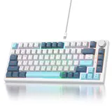 SOLIDEE Verkabelte Mechanische Gaming Tastatur 75 Prozent,hot-swap-fähige Mechanische Tastatur mit Gasket Struktur,RGB Hintergrundbeleuchtung,82 Tasten TKL Tastatur mit Drehknopf(82 Shoko)