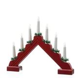 MARELIDA LED Lichterbogen Schwibbogen Weihnachtsleuchter 7 Kerzen Timer L: 39cm rot