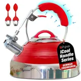 Pykal Wasserkocher Retro Teekessel, 2,6 L, Edelstahl, Rote Farbe, Retro Wasserkessel, 2,6 L, Edelstahl, Rot rot