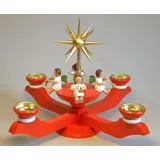 Richard Glässer GmbH Seiffen Glässer Erzgebirge Adventsleuchter rot für Teelichte H 24 cm d 38 cm