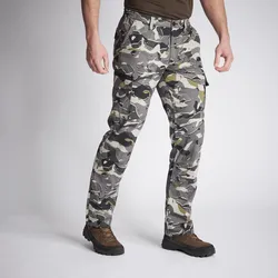 Jagdhose Steppe 300 Cargo strapazierfähig Camouflage grau asphaltgrau 3XL