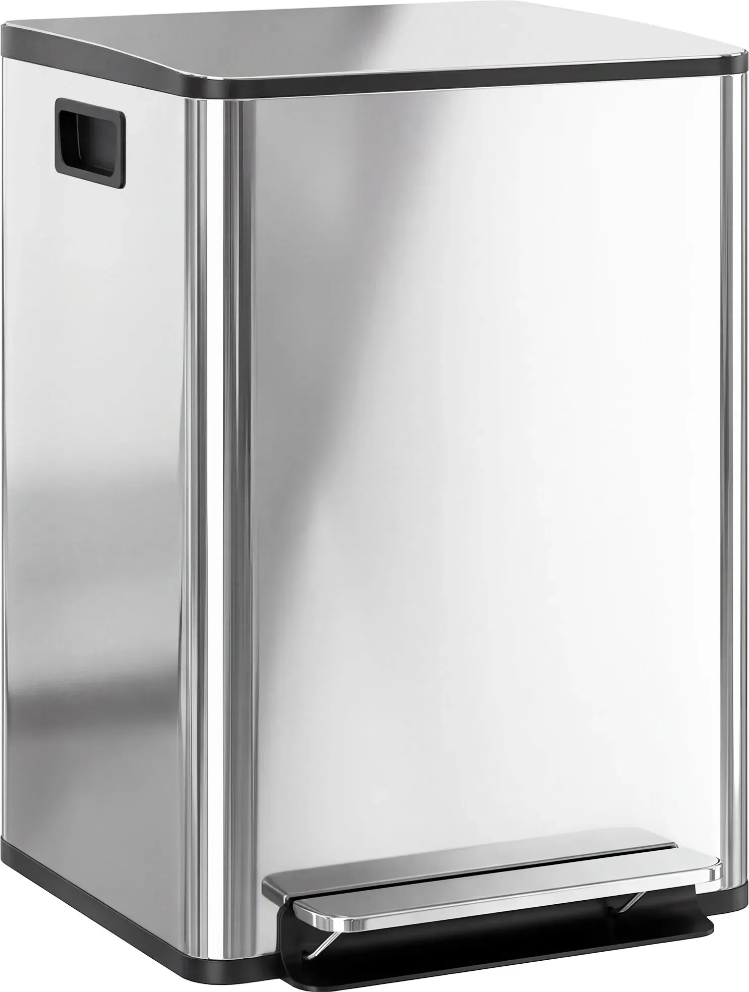 HOMCOM Mülleimer Küche 2x30 L Treteimer mit Softclose-Deckel Pedal Fingerabdruckfreie Edelstahl Mülltrennsystem mit 2 Fächer, recycelbare Abfälle, Abnehmbarer Inneneimer Silber, 47,7x37,5x66,8cm   Aosom
