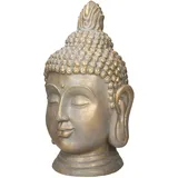 ECD Germany Buddha Figur Kopf Statue 74,5cm aus Polyresin Bronzeoptik Dekoration