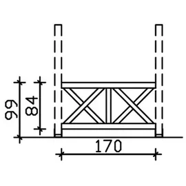 SKANHOLZ Andreaskreuz-Brüstung für Terrassenüberdachung 170 cm Eiche Hell