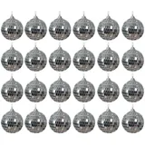 Kaemingk Christbaumschmuck, Weihnachtskugeln Kunststoff 6cm 24er Set Discokugel - Silber silberfarben