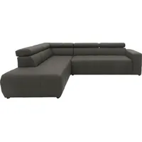 DOMO collection Ecksofa »Brandon L-Form, auch in Leder«, inklusive Kopfteilverstellung, wahlweise mit Sitztiefenverstellung, grau