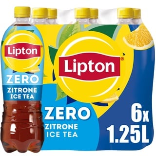 LIPTON ICE TEA Zero Lemon, Zuckerfreier Eistee mit Zitronen Geschmack, EINWEG (6 x 1.25 l)