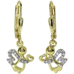 Paar Ohrhänger OSTSEE-SCHMUCK "Ostsee-Schmuck Ohrhänger Engel Ohrhänger Engel", gelb, Ohrringe, Damen, 25 x 10mm, Gelbgold 333