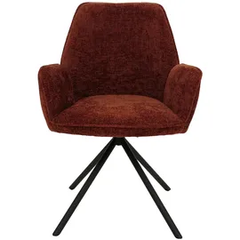 Mendler Esszimmerstuhl HWC-G67, Küchenstuhl Stuhl mit Armlehne, drehbar Auto-Position, Chenille Öko-Tex FSC® ~ rot