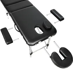 TECTAKE 3 Zonen Massageliege mit 5cm Polsterung und Aluminiumgestellschwarz