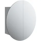 vidaXL Badezimmerschrank mit Rundem Spiegel & LED Grau 40x40x17,5 cm