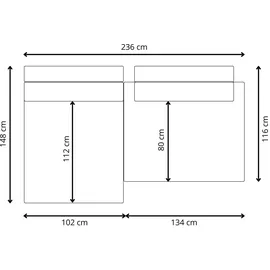 furnisell Ecksofa modular Lucca ¦ grau ¦ Maße (cm): B: 236 H: 82