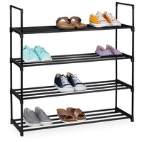 Relaxdays Schuhregal Stecksystem, 4 Ebenen, für 16 Paar Schuhe,