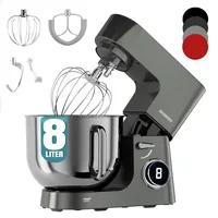Heinrichs ́s Küchenmaschine, Knetmaschine, Teigmaschine, 2500W Küchengerät, Doppel-Knethaken, Rührhaken, Schneebesen, 8 einstellbare Geschwindigkeiten, XXL 8L Edelstahlschüssel,geräuscharm, Titan