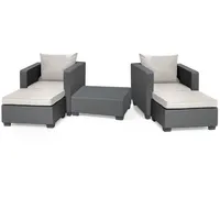 KETER Allibert Salta Loungeset 5-teilig mit Sessel, Hocker und Tisch